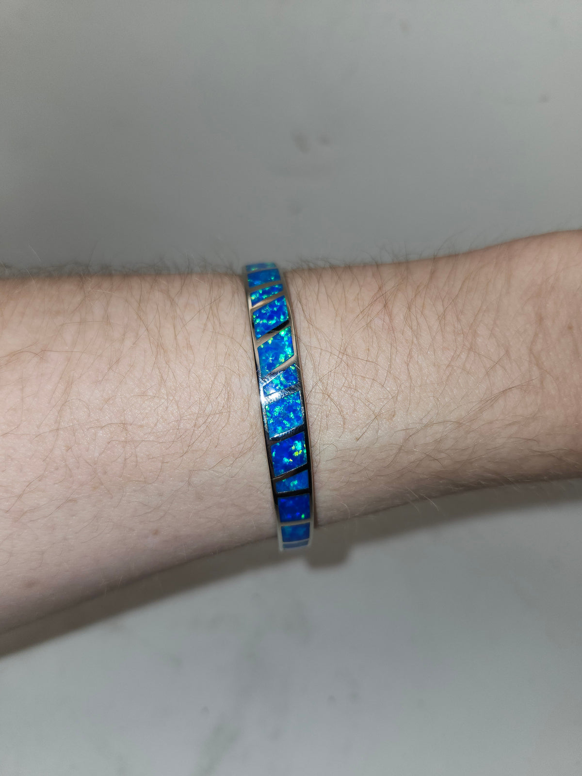 -Opal Inlaid- Cuff Bangle Bracelet
