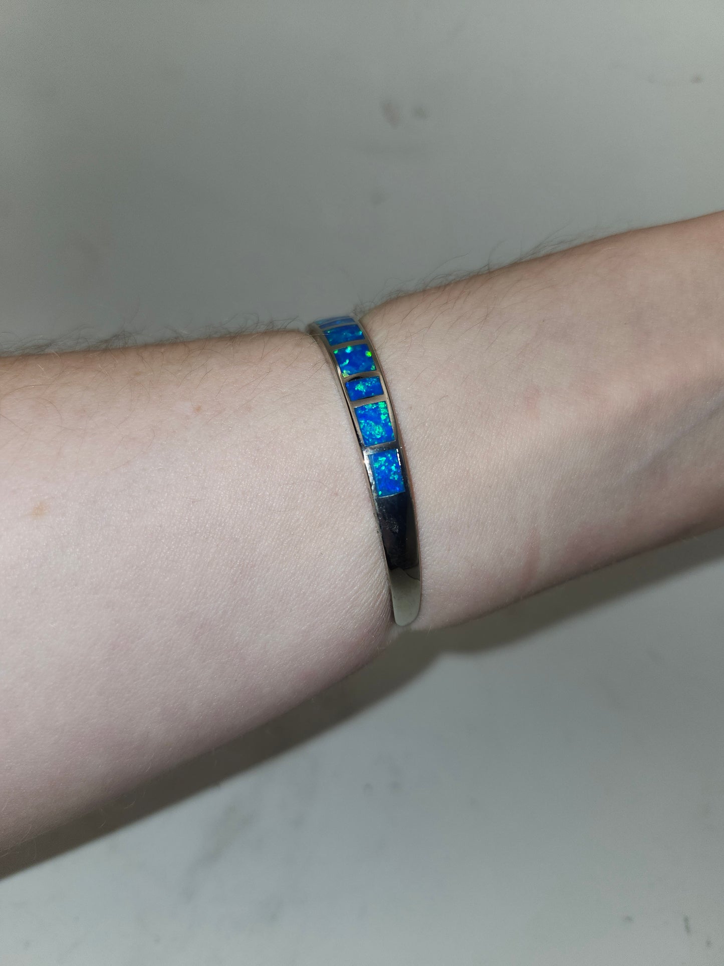-Opal Inlaid- Cuff Bangle Bracelet