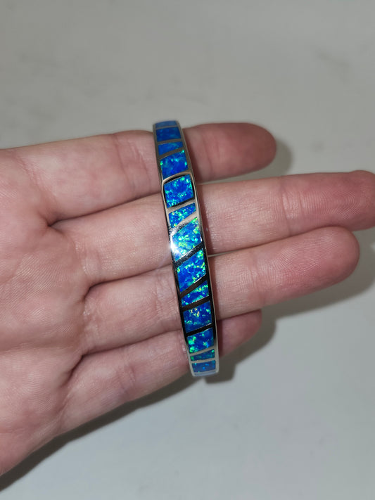 -Opal Inlaid- Cuff Bangle Bracelet