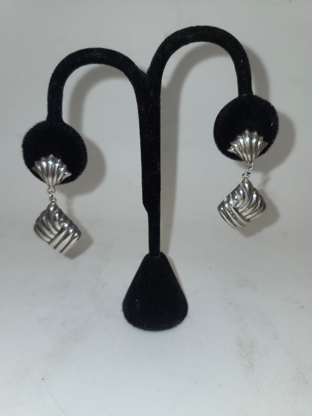 -925- Sterling Braided Puffy Dangle Earrings