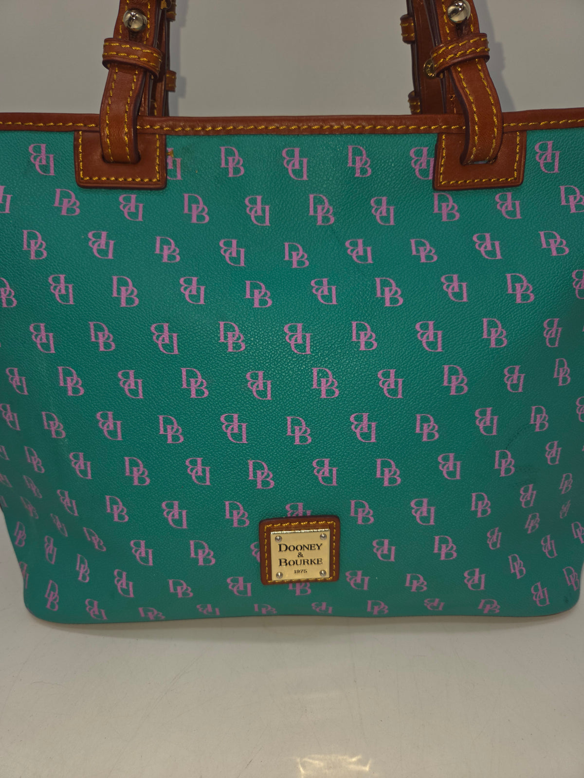 -Dooney & Bourke- Vintage "Gretta" Large Shopper Tote in Spearmint Green