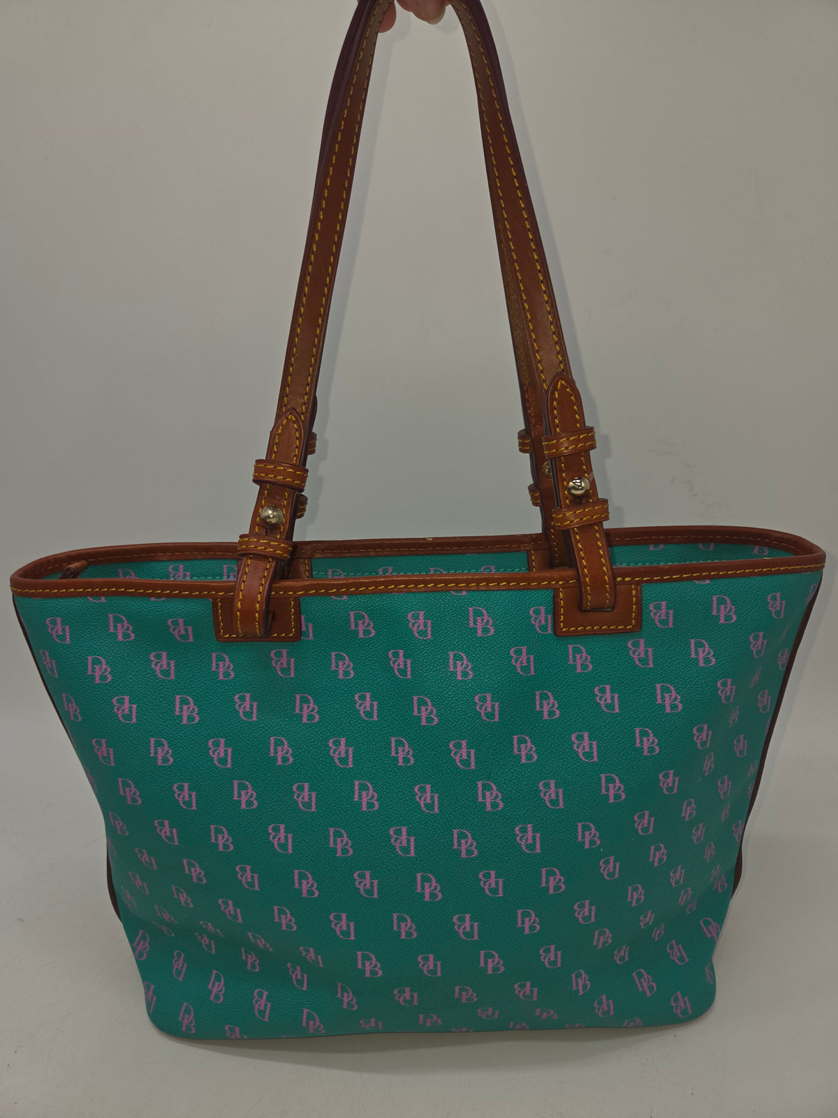 -Dooney & Bourke- Vintage "Gretta" Large Shopper Tote in Spearmint Green