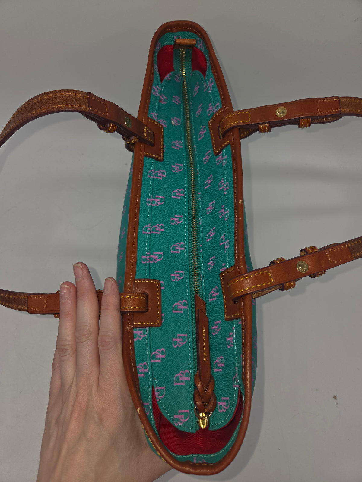 -Dooney & Bourke- Vintage "Gretta" Large Shopper Tote in Spearmint Green