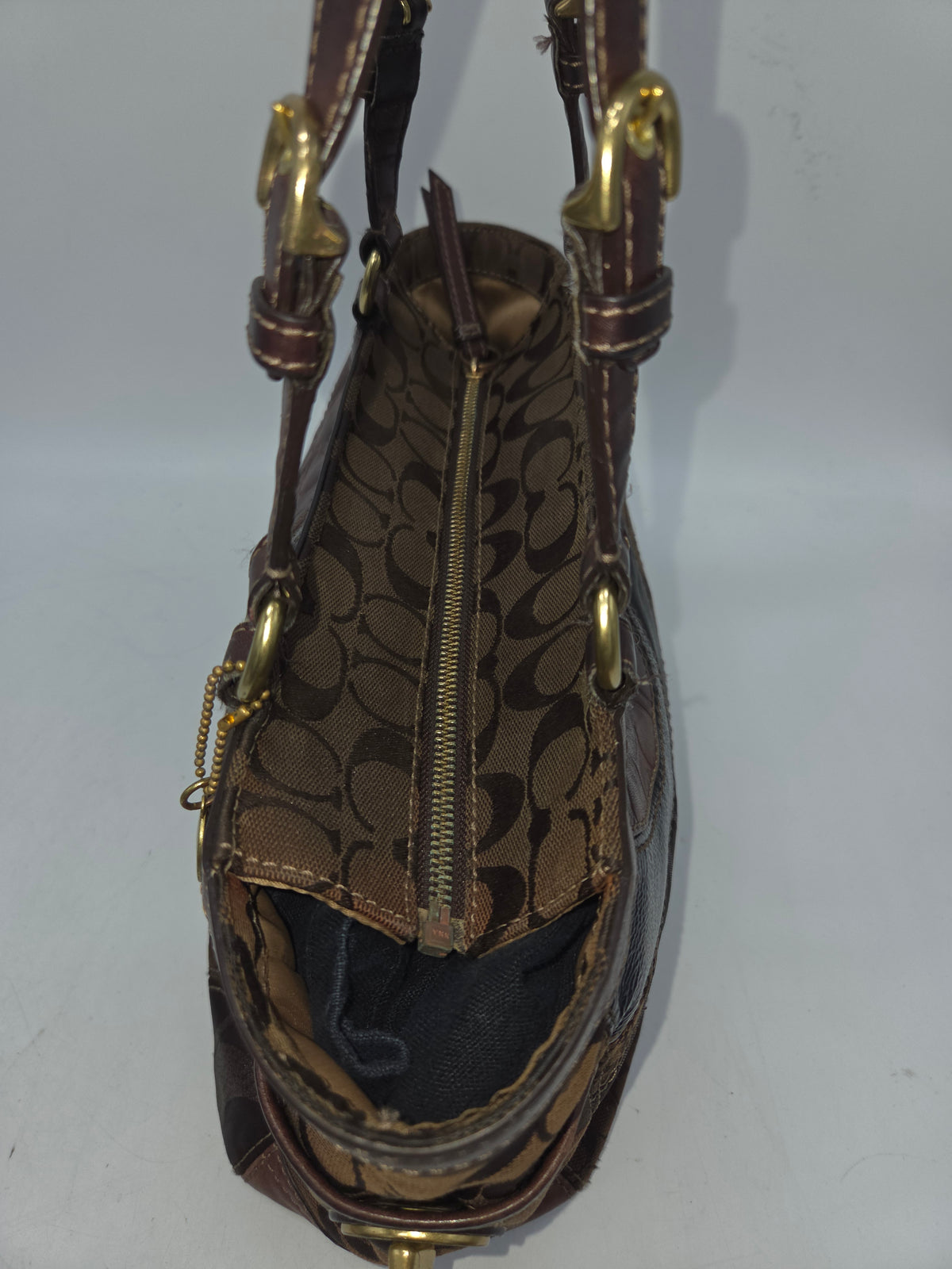 -Coach- RARE Y2K "Mosaic Signature CC Patchwork" Shoulder Tote Bag
