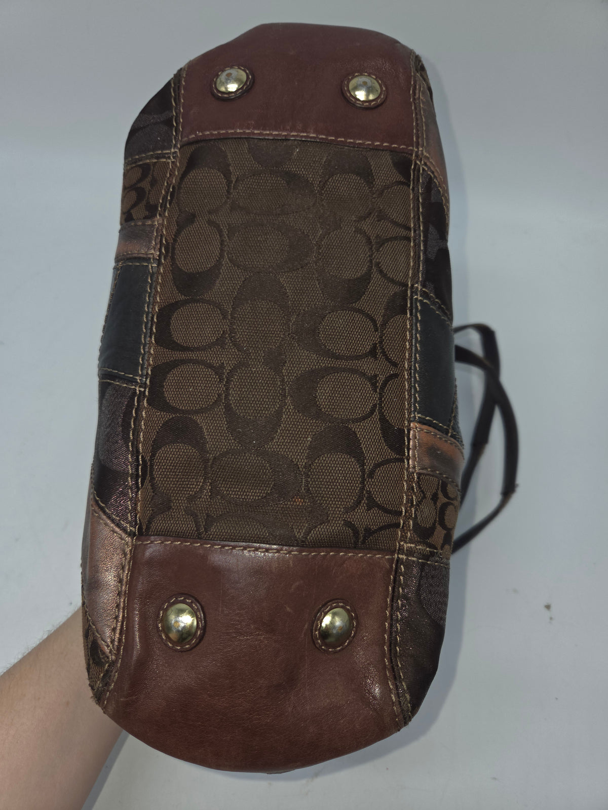 -Coach- RARE Y2K "Mosaic Signature CC Patchwork" Shoulder Tote Bag