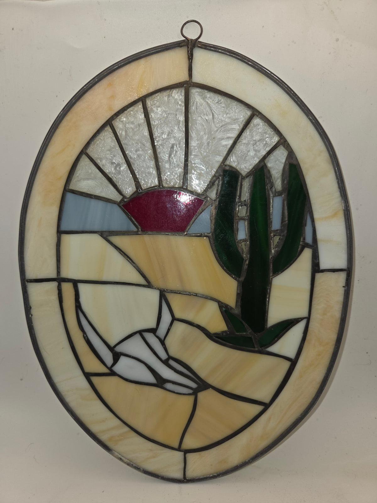 -Stained Glass- Vintage Desert Scene Suncatcher