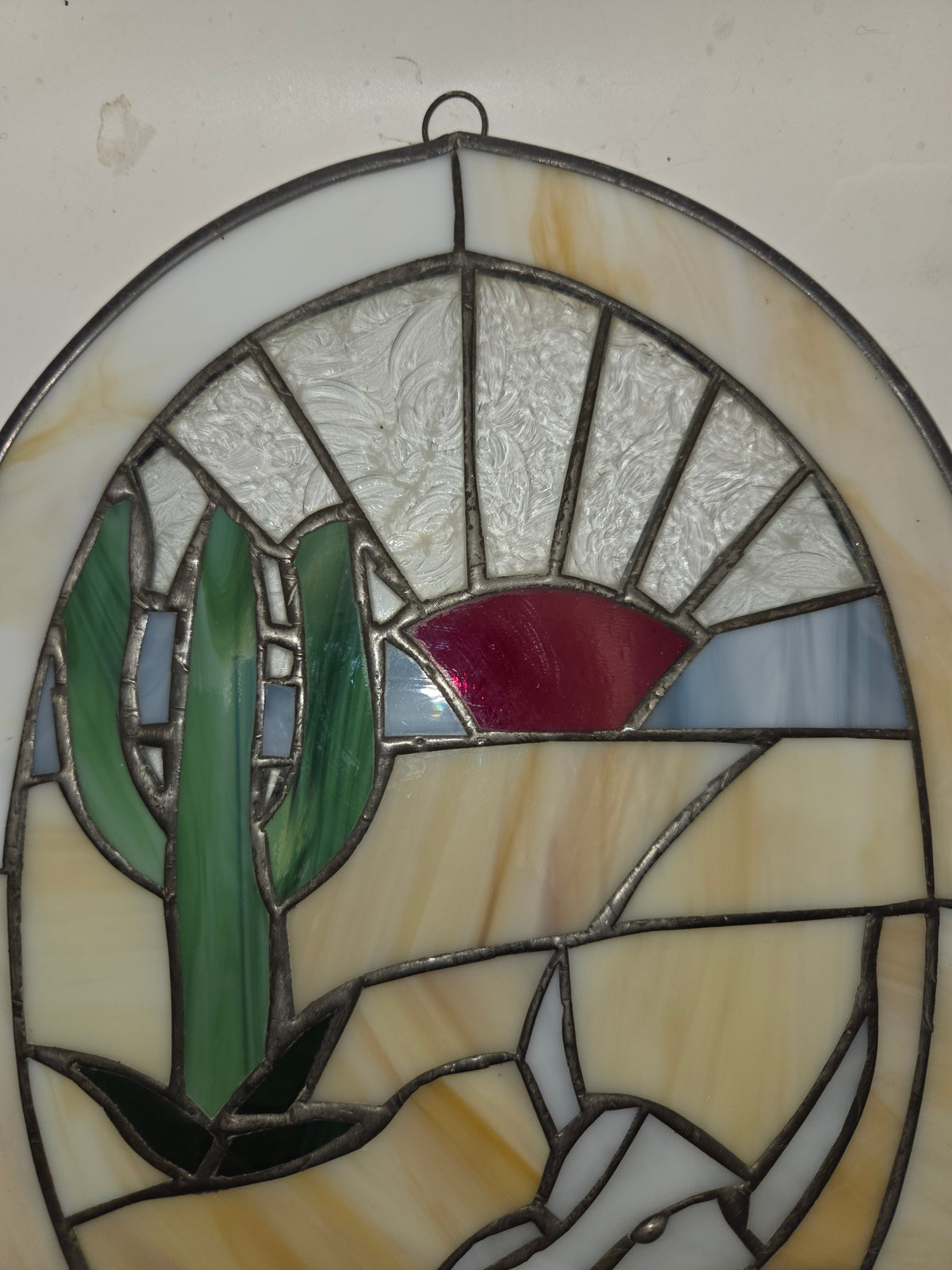 -Stained Glass- Vintage Desert Scene Suncatcher