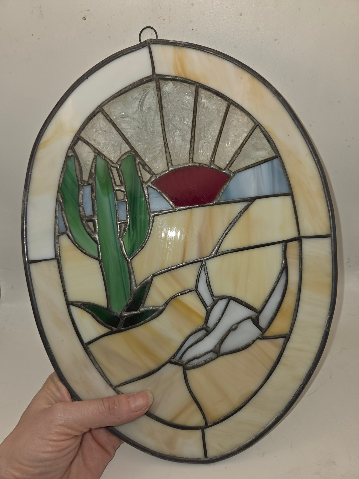 -Stained Glass- Vintage Desert Scene Suncatcher