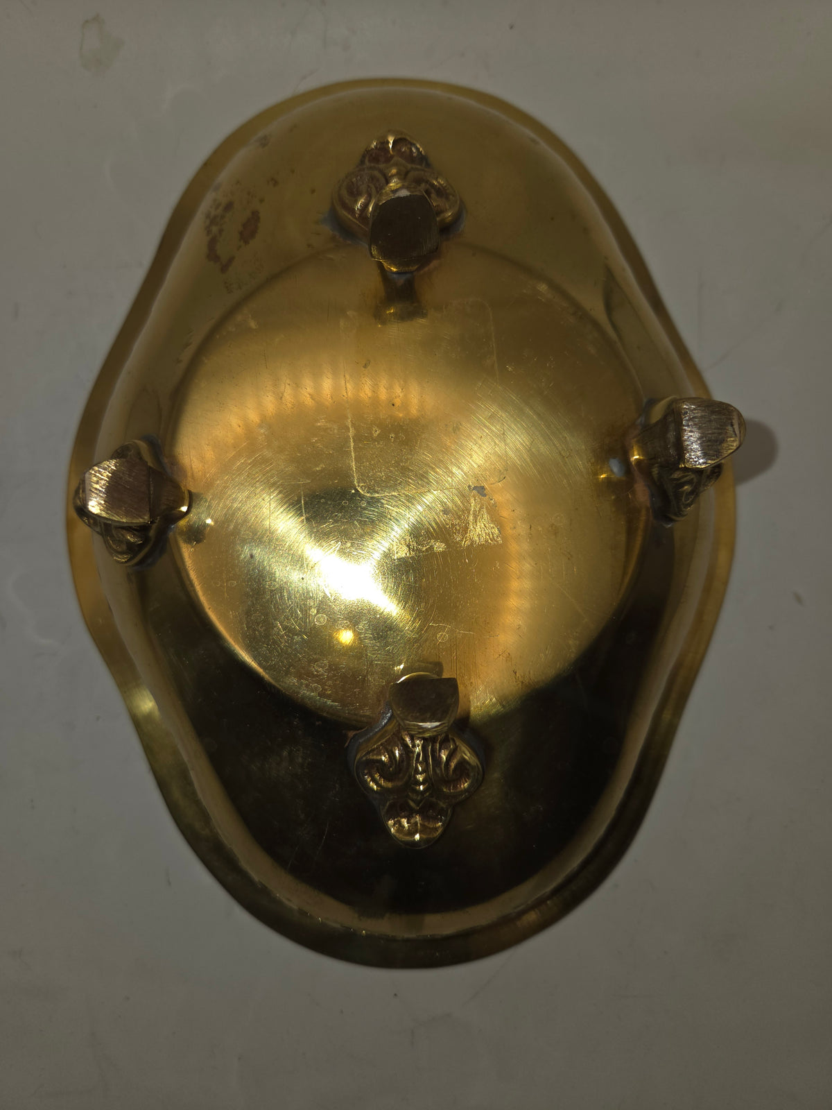 -Vintage- Brass Pierced Lattice Oval Vessel