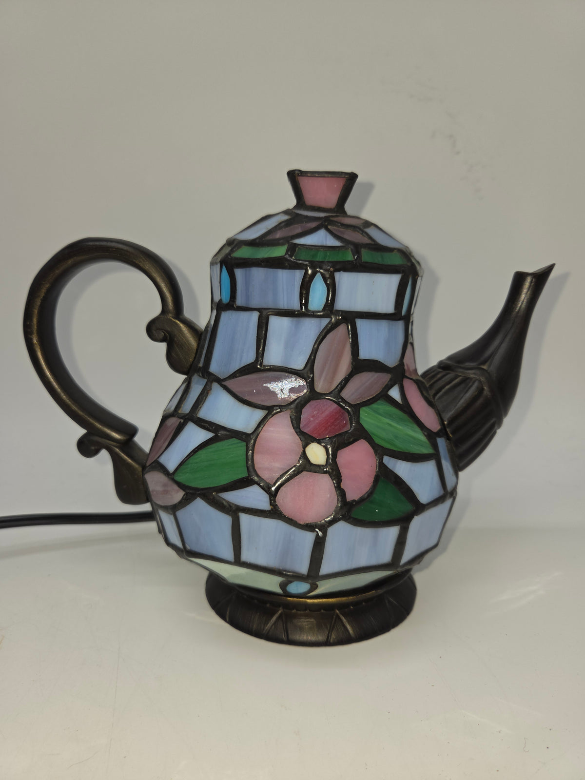 -Tiffany Style- Stained Glass Teapot Accent Lamp
