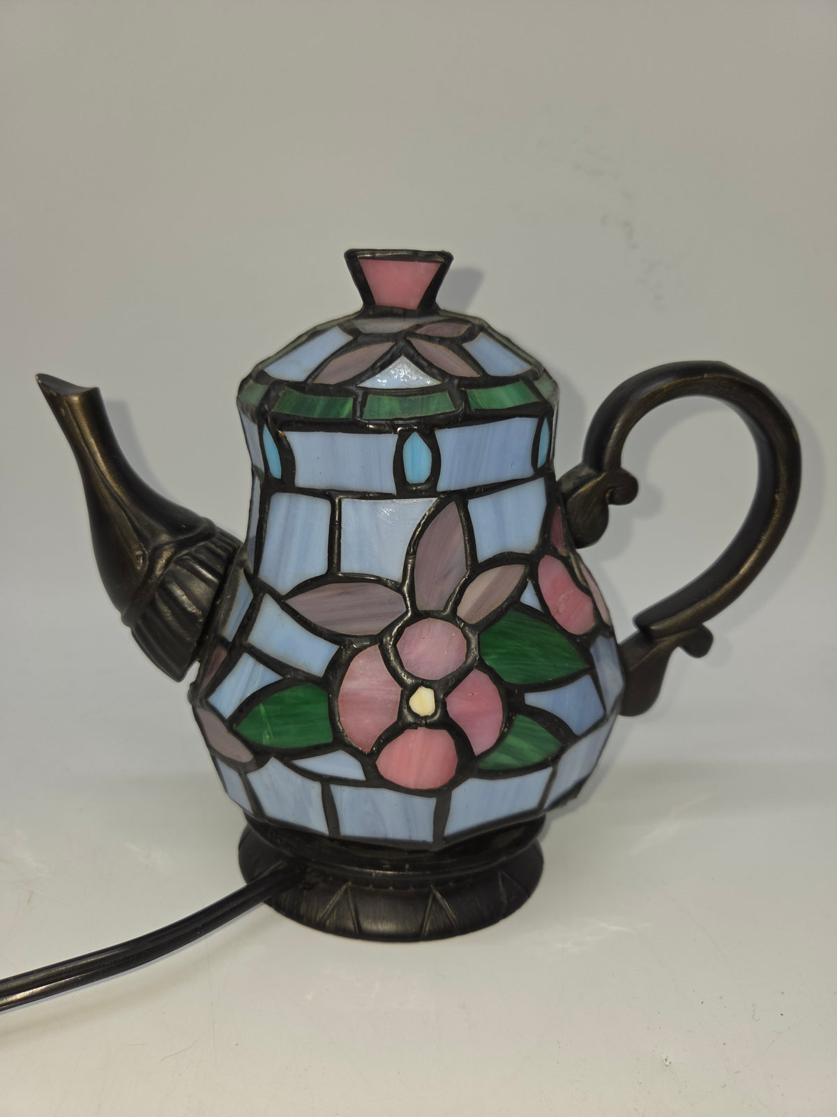 -Tiffany Style- Stained Glass Teapot Accent Lamp