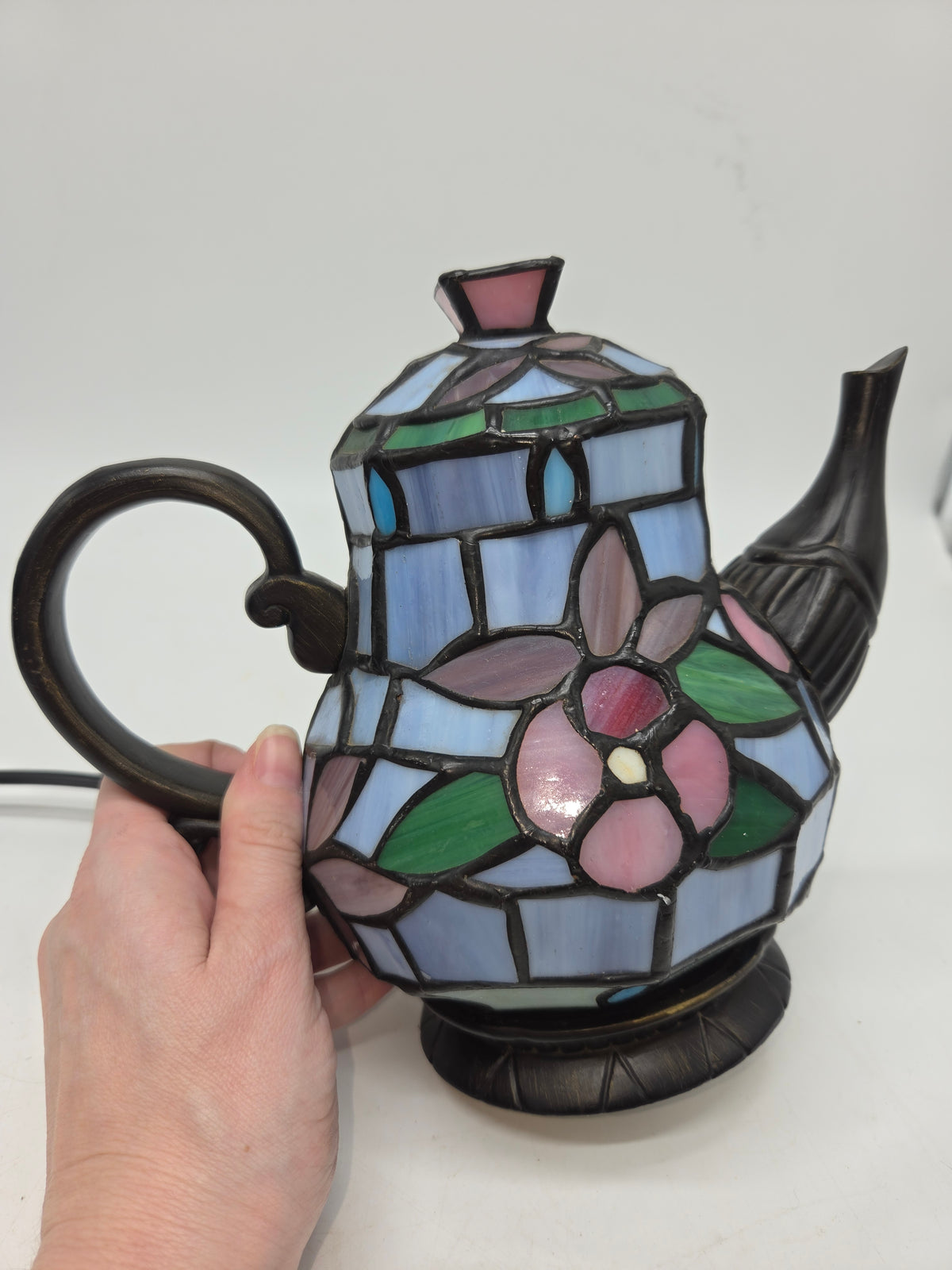 -Tiffany Style- Stained Glass Teapot Accent Lamp