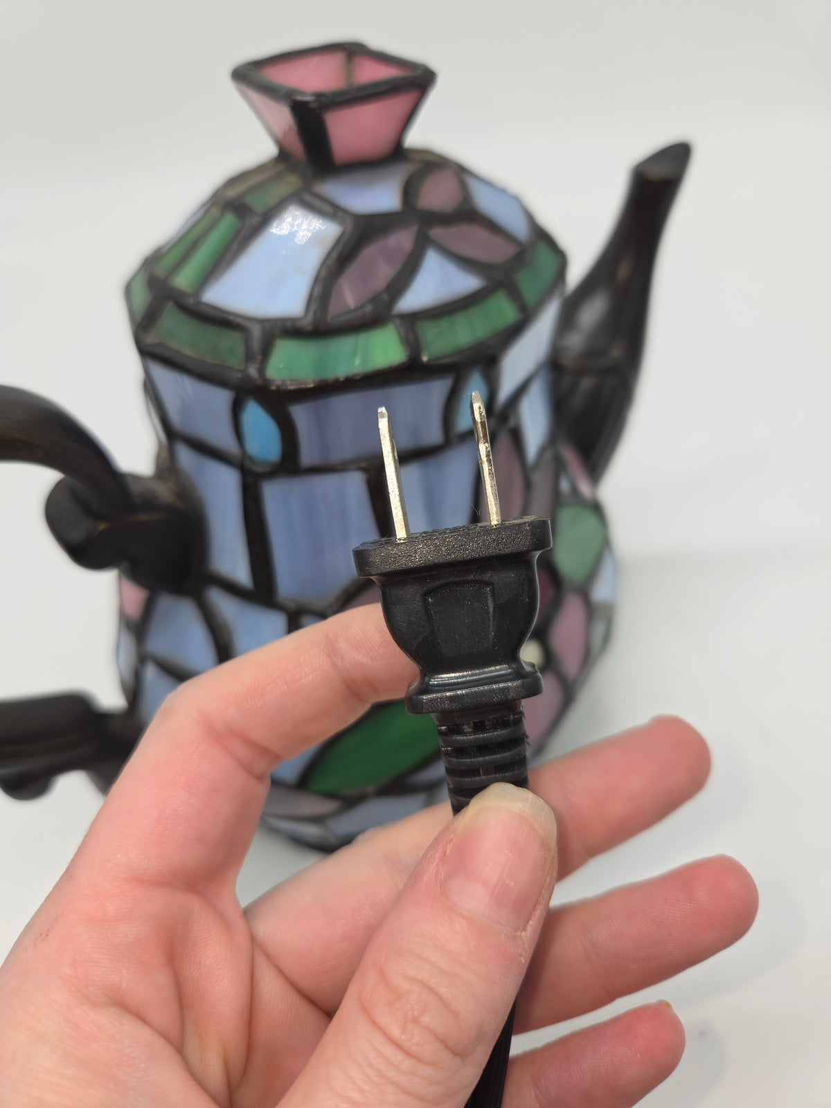 -Tiffany Style- Stained Glass Teapot Accent Lamp