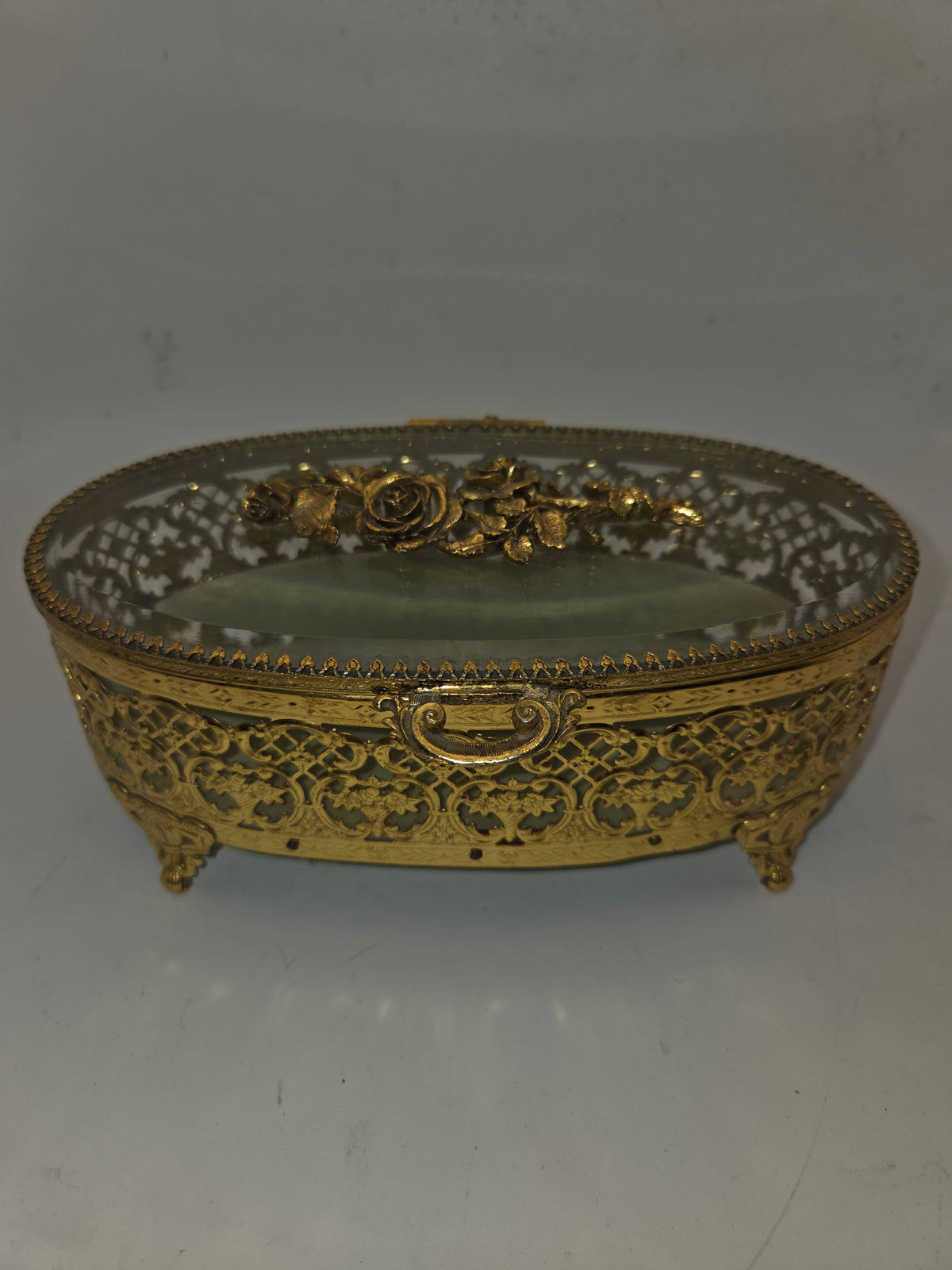 -MCM- Hollywood Regency Gold-Plated Ormolu Jewelry / Trinket Box