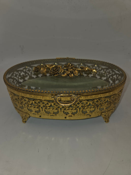 -MCM- Hollywood Regency Gold-Plated Ormolu Jewelry / Trinket Box