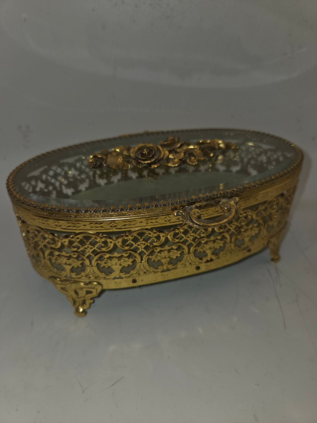 -MCM- Hollywood Regency Gold-Plated Ormolu Jewelry / Trinket Box
