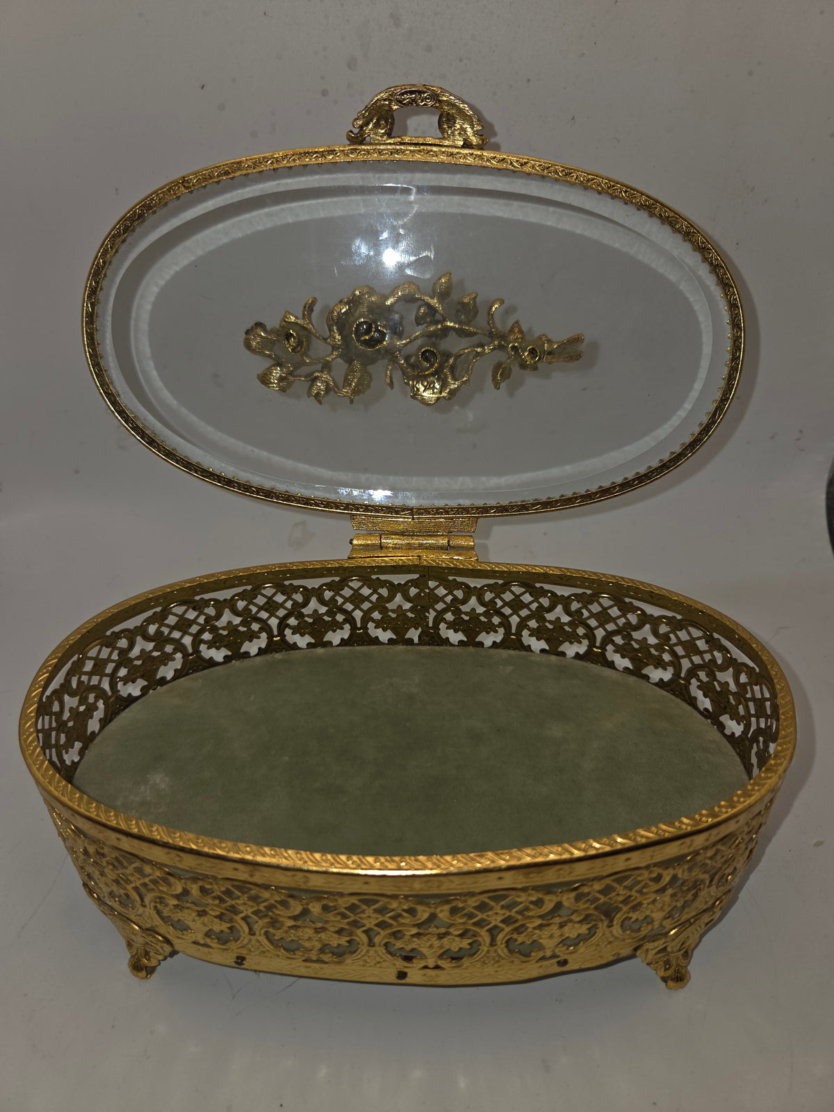 -MCM- Hollywood Regency Gold-Plated Ormolu Jewelry / Trinket Box