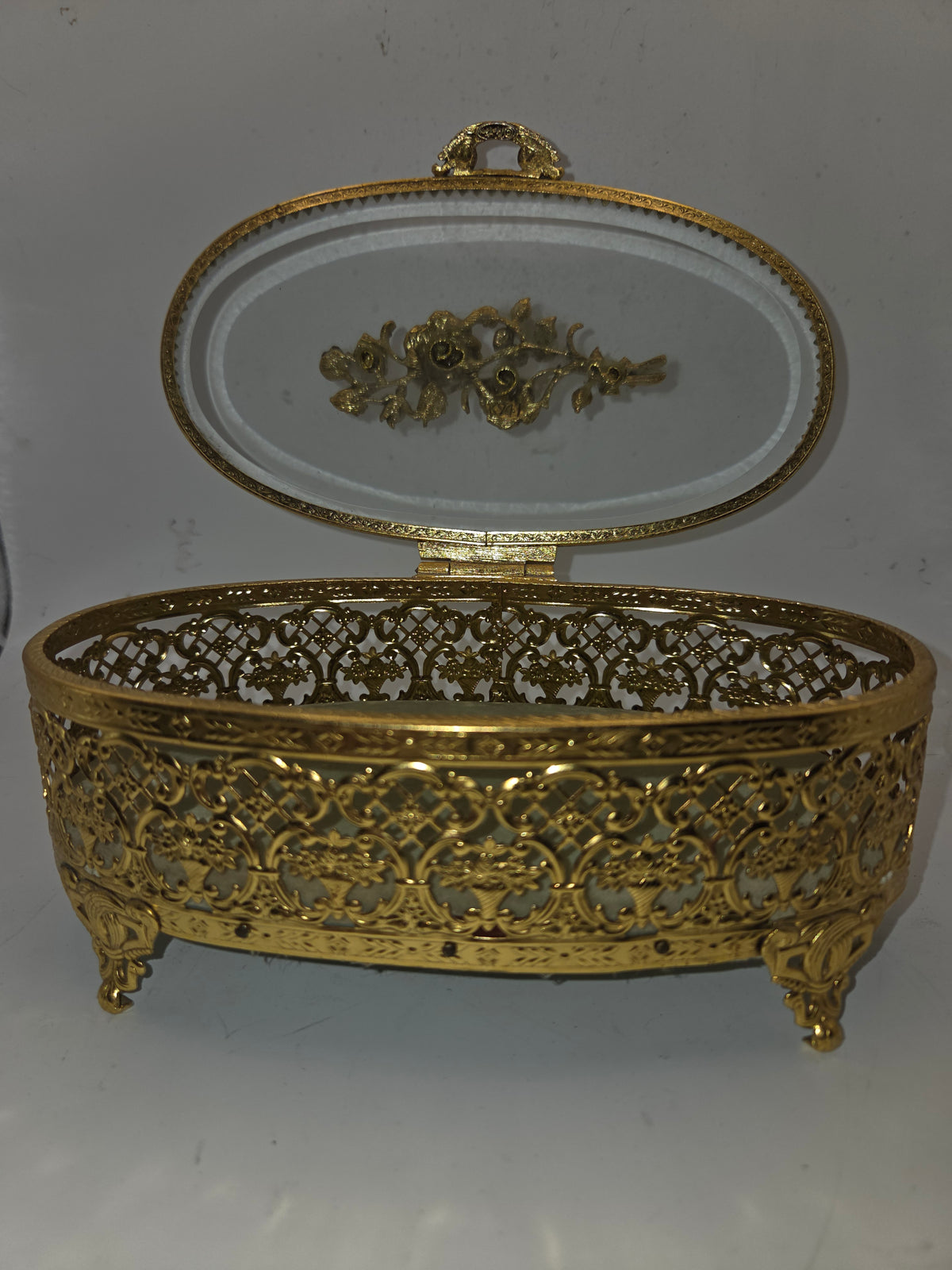 -MCM- Hollywood Regency Gold-Plated Ormolu Jewelry / Trinket Box