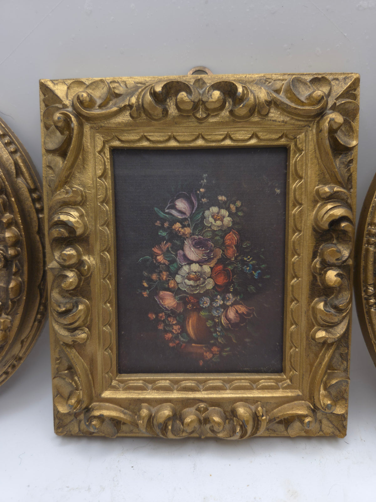 -Vintage- Gilded Wooden Framed Trio of Antique Art Prints