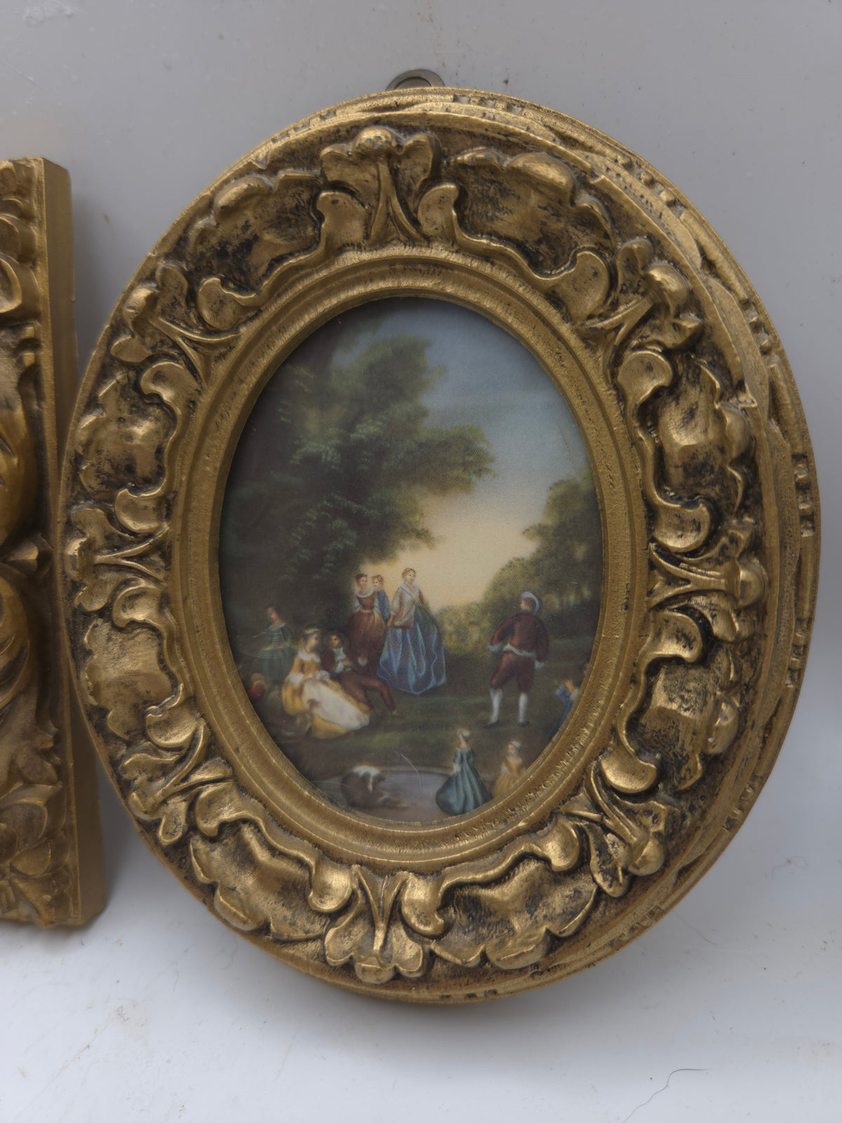 -Vintage- Gilded Wooden Framed Trio of Antique Art Prints