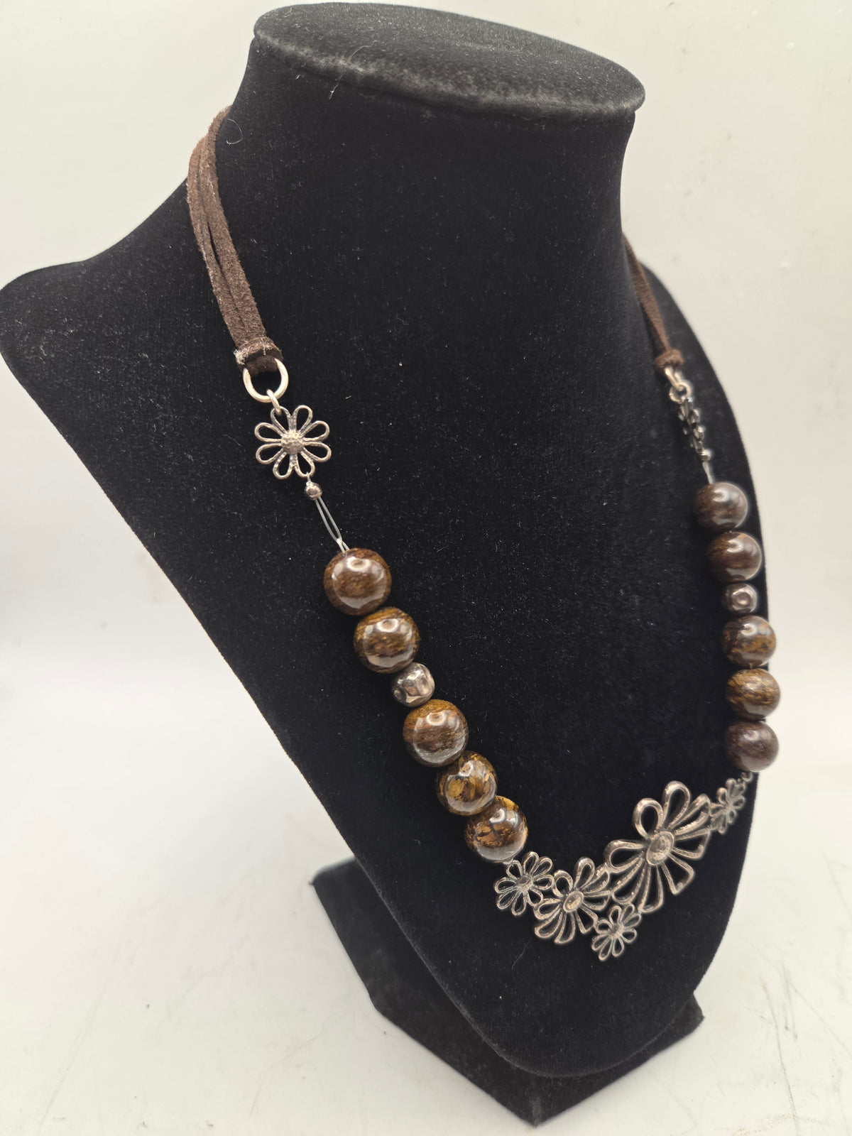 *925* Sterling & Gemstone Taxco Mexican Floral Statement Necklace