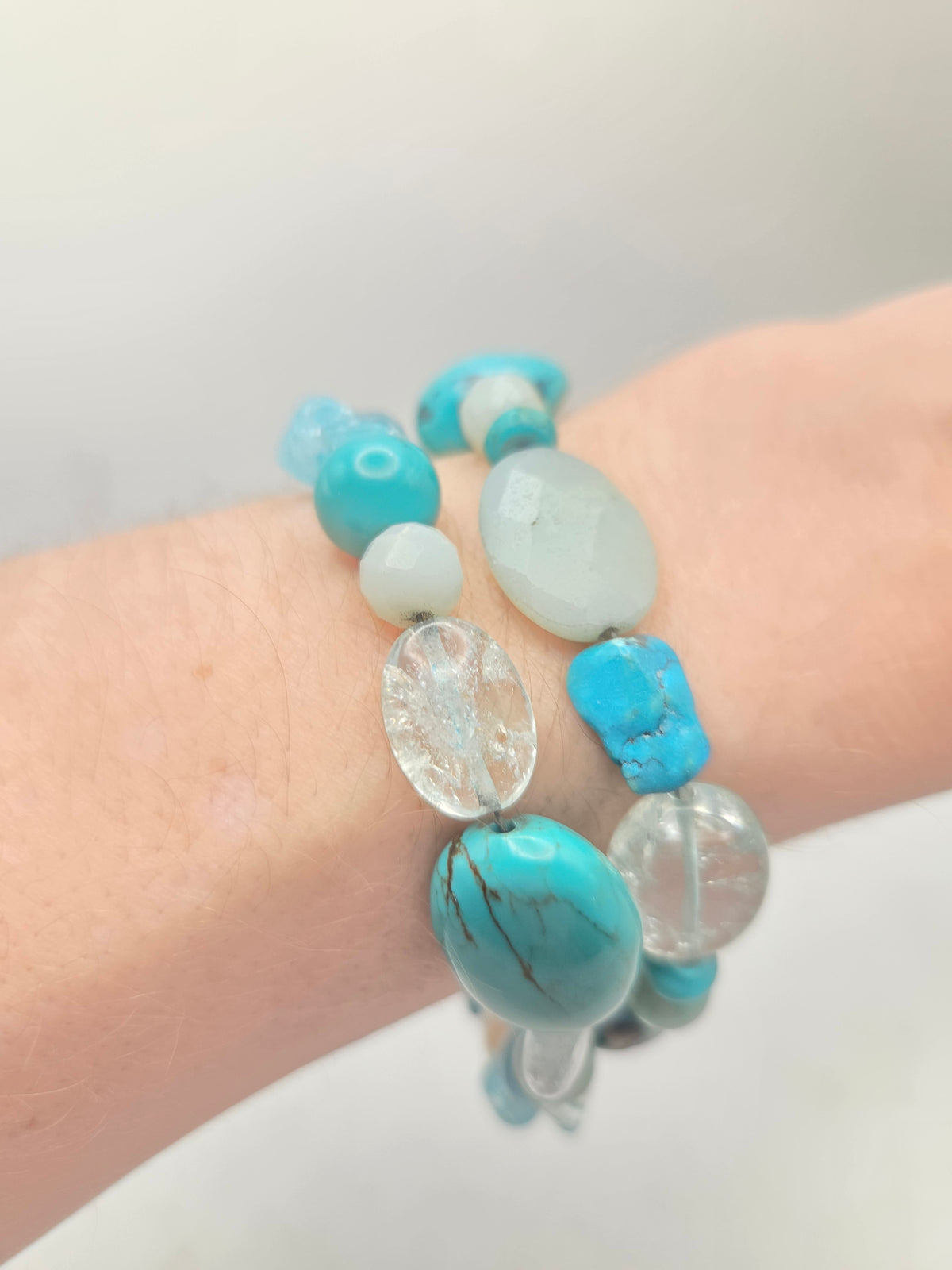 *925* Sterling, Turquoise & Gemstone Beaded Bracelet