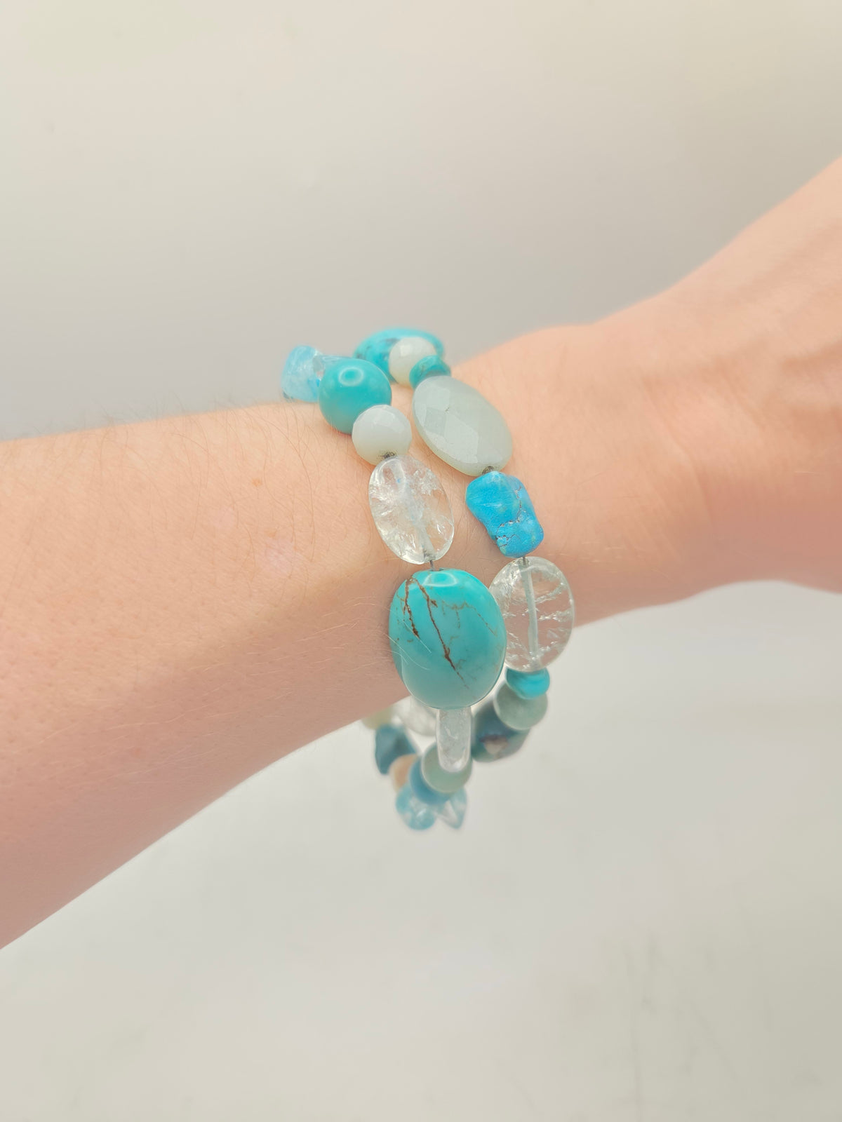 *925* Sterling, Turquoise & Gemstone Beaded Bracelet