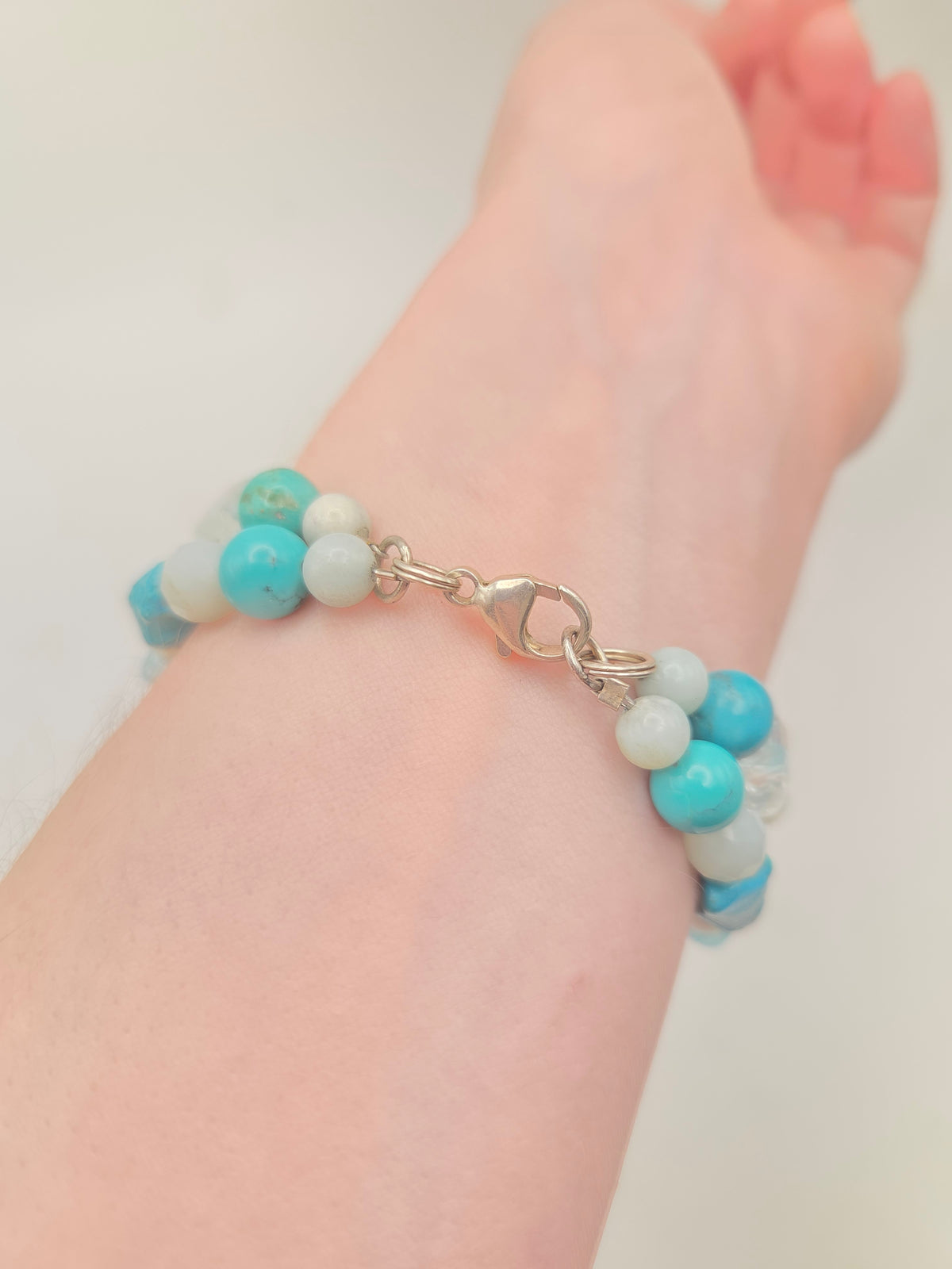 *925* Sterling, Turquoise & Gemstone Beaded Bracelet