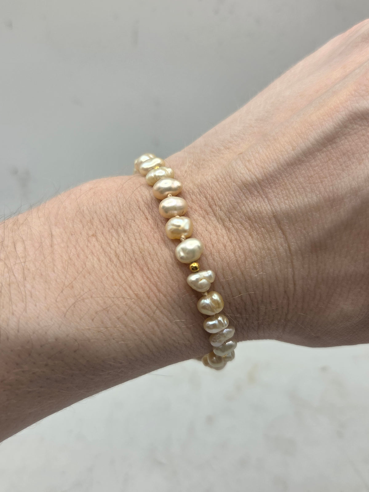 *14K* Gold Beaded Pearl Bracelet
