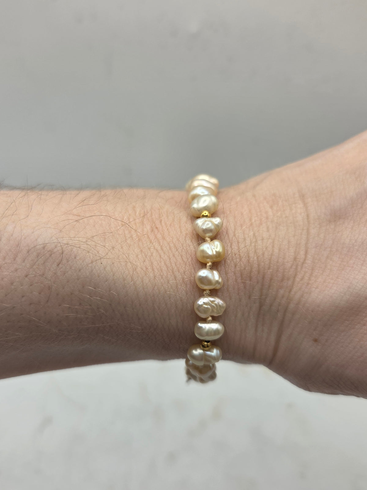 *14K* Gold Beaded Pearl Bracelet