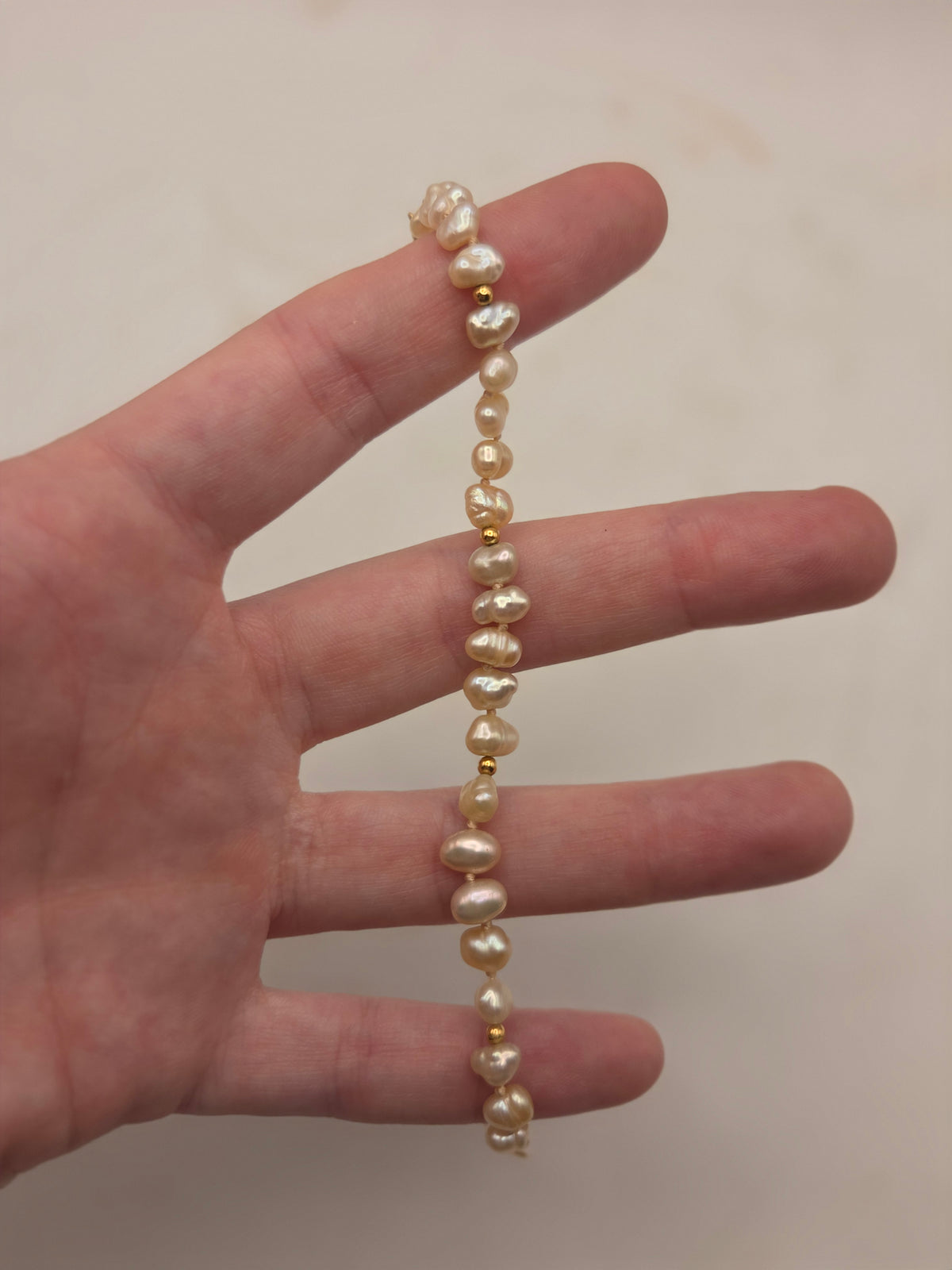 *14K* Gold Beaded Pearl Bracelet