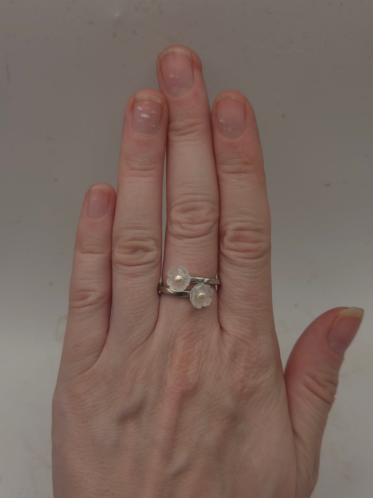 *925* Sterling, MOP & Pearl Statement Ring Size 7