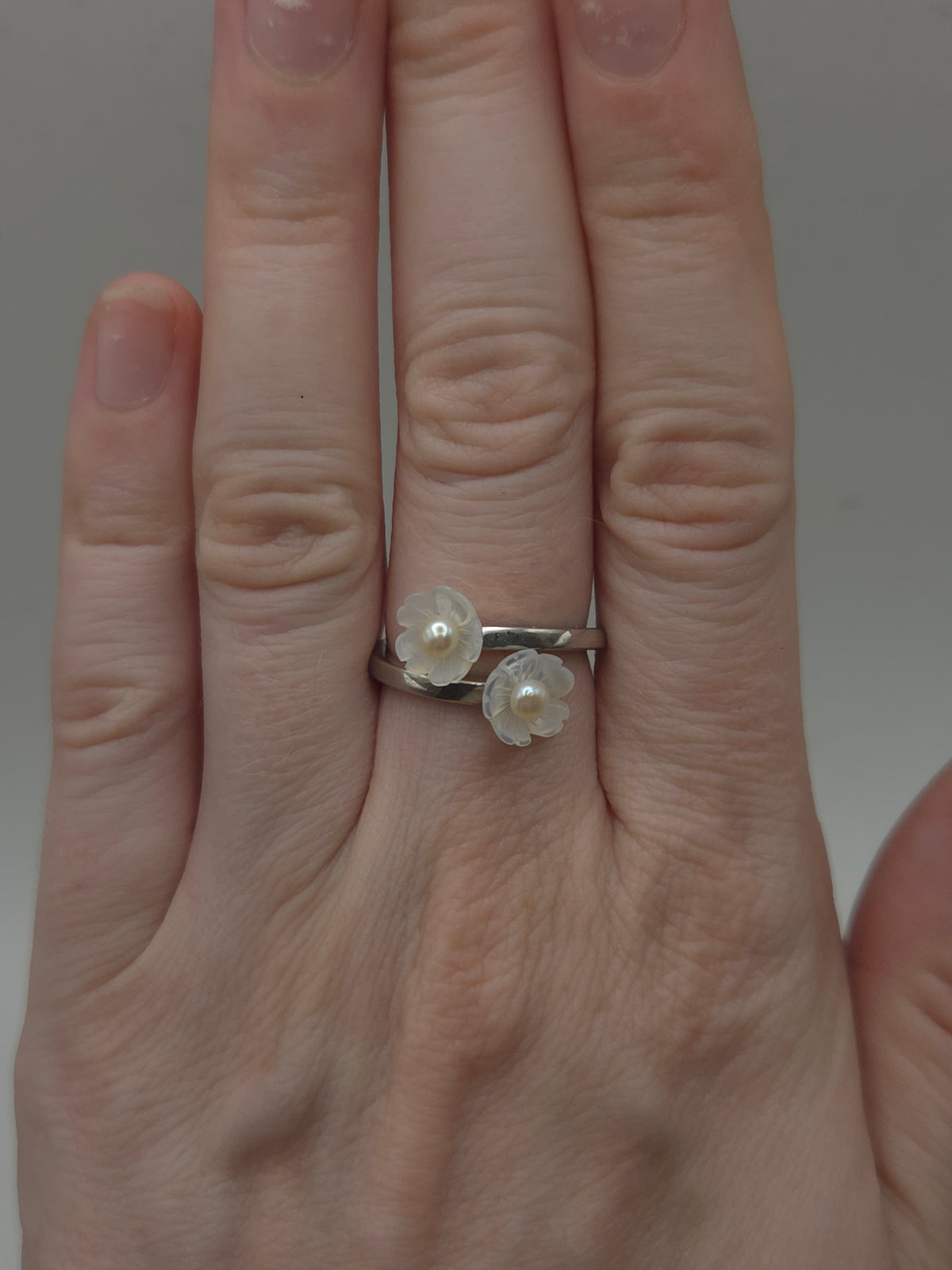 *925* Sterling, MOP & Pearl Statement Ring Size 7