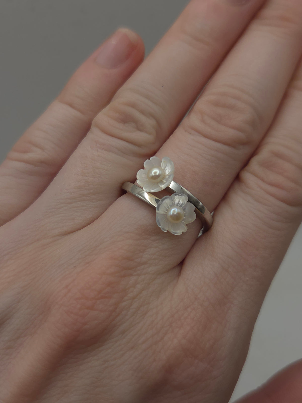 *925* Sterling, MOP & Pearl Statement Ring Size 7