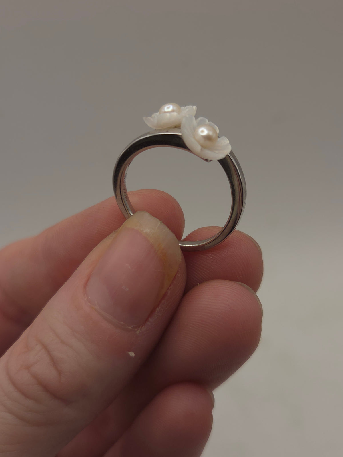 *925* Sterling, MOP & Pearl Statement Ring Size 7