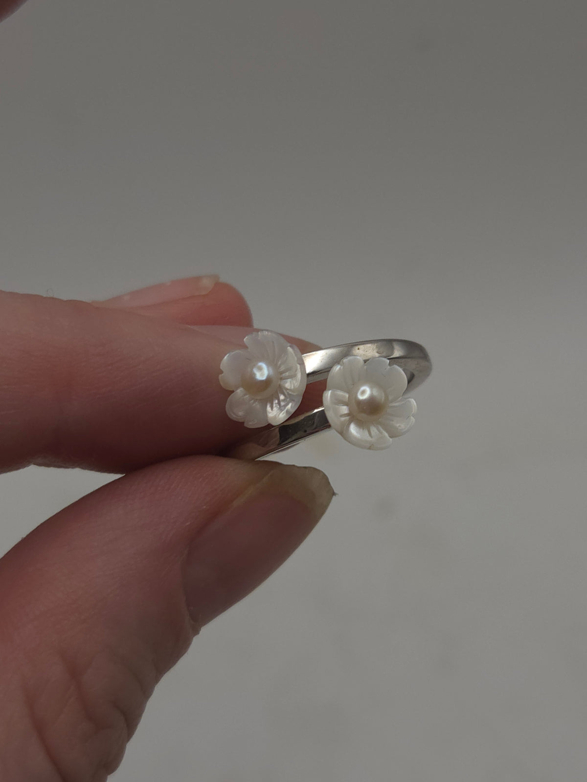 *925* Sterling, MOP & Pearl Statement Ring Size 7