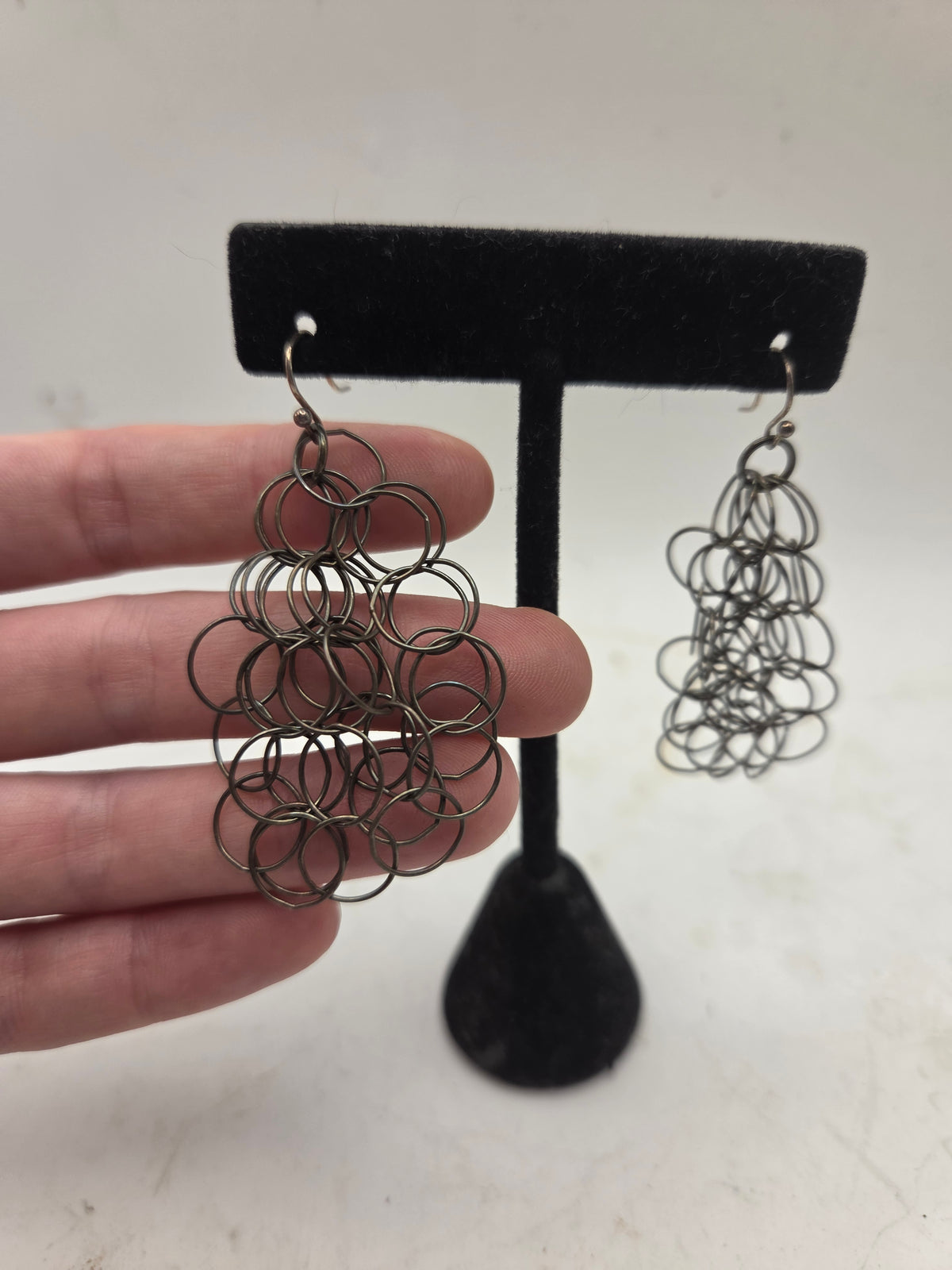 *925* Sterling Modernist Chainmail Dangle Earrings
