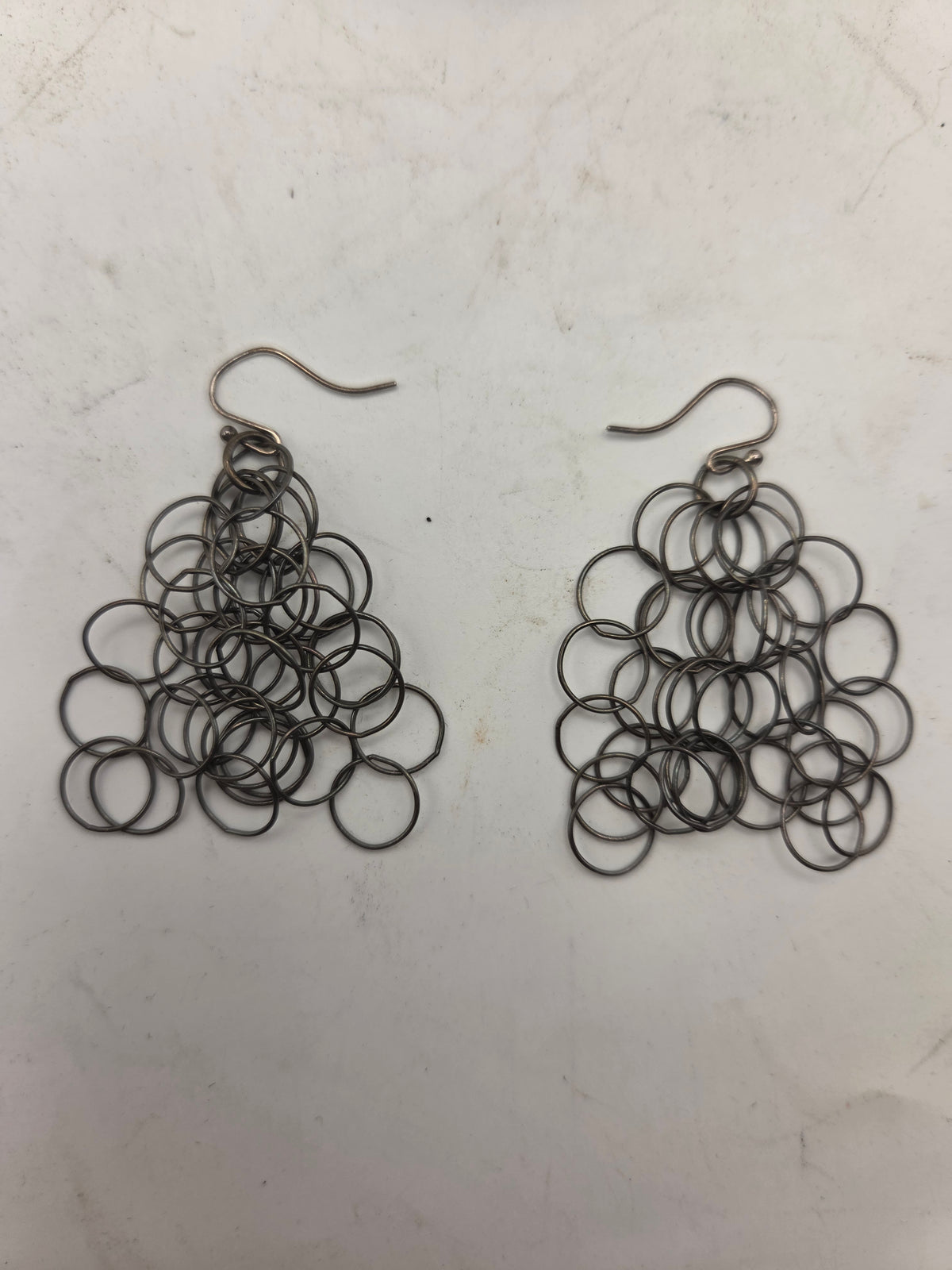 *925* Sterling Modernist Chainmail Dangle Earrings