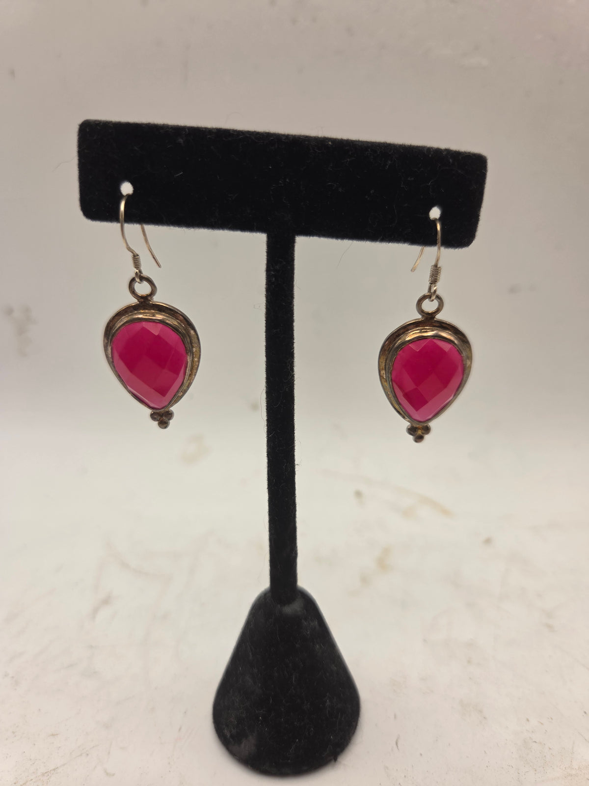 *925* Sterling & Faceted Gemstone Dangle Statement Earrings