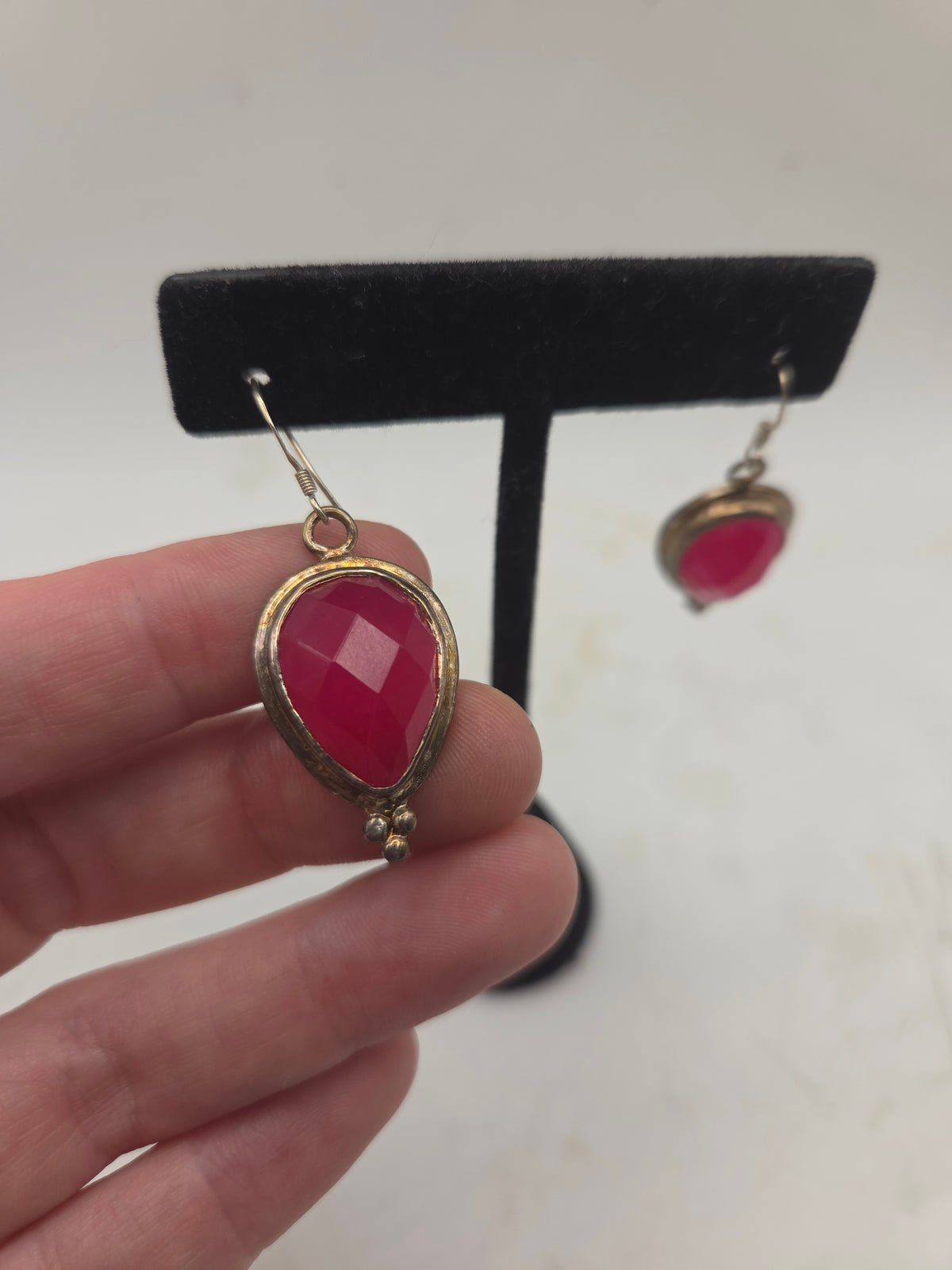 *925* Sterling & Faceted Gemstone Dangle Statement Earrings