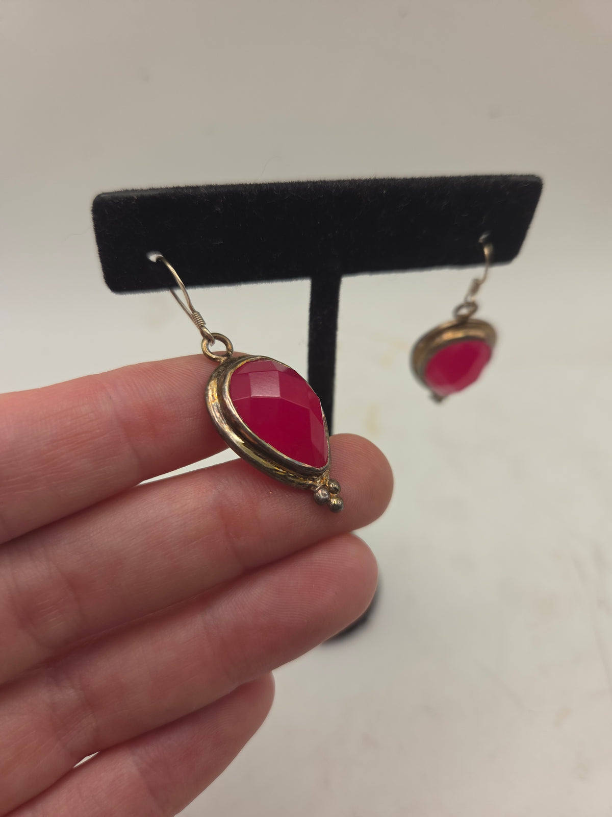 *925* Sterling & Faceted Gemstone Dangle Statement Earrings