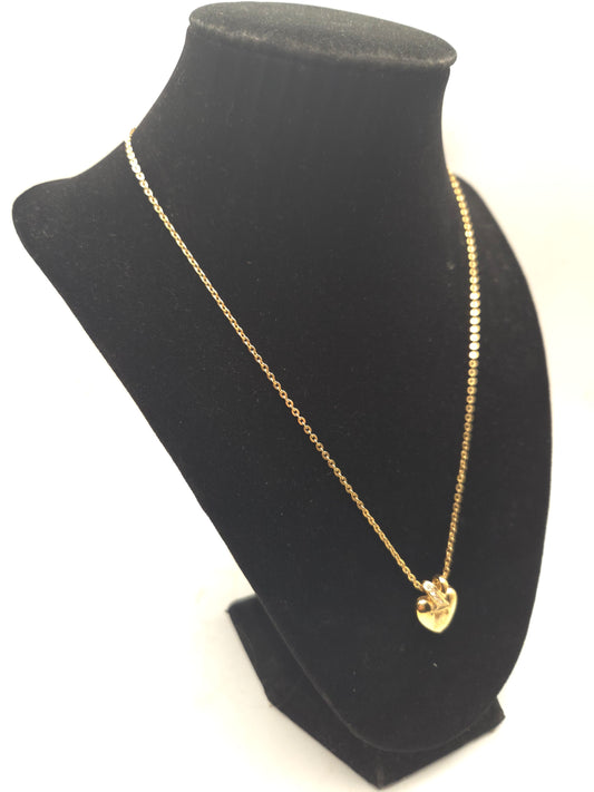 *Givenchy* Vintage Rhinestone Heart Logo Pendant on Gold Chain