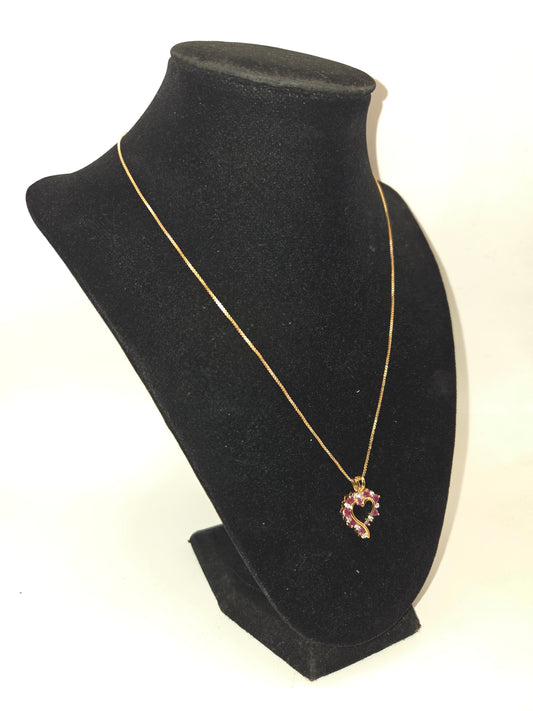 *18K* Vermeil, Ruby & Diamond Pendant on Vermeil Chain