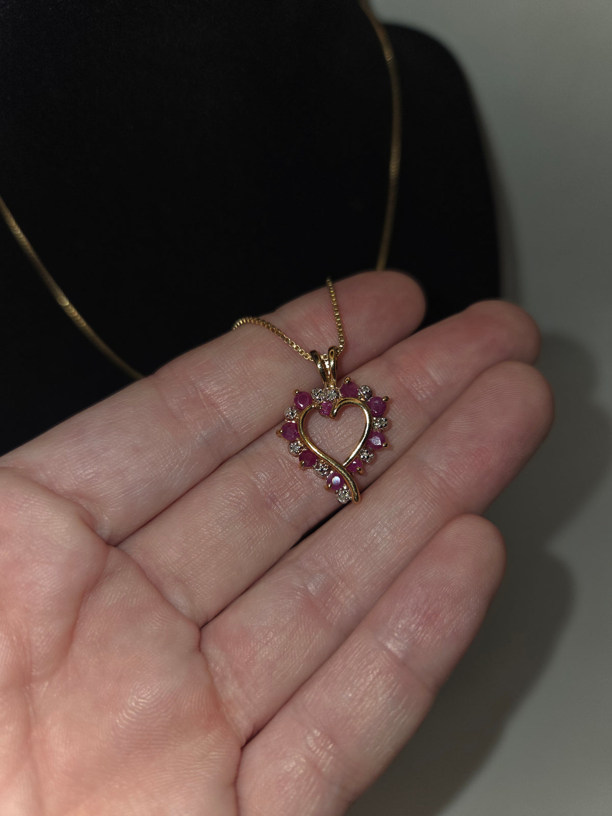 *18K* Vermeil, Ruby & Diamond Pendant on Vermeil Chain