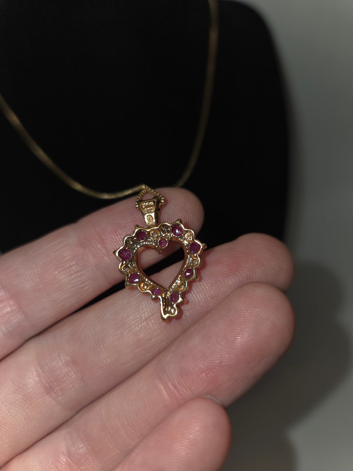 *18K* Vermeil, Ruby & Diamond Pendant on Vermeil Chain