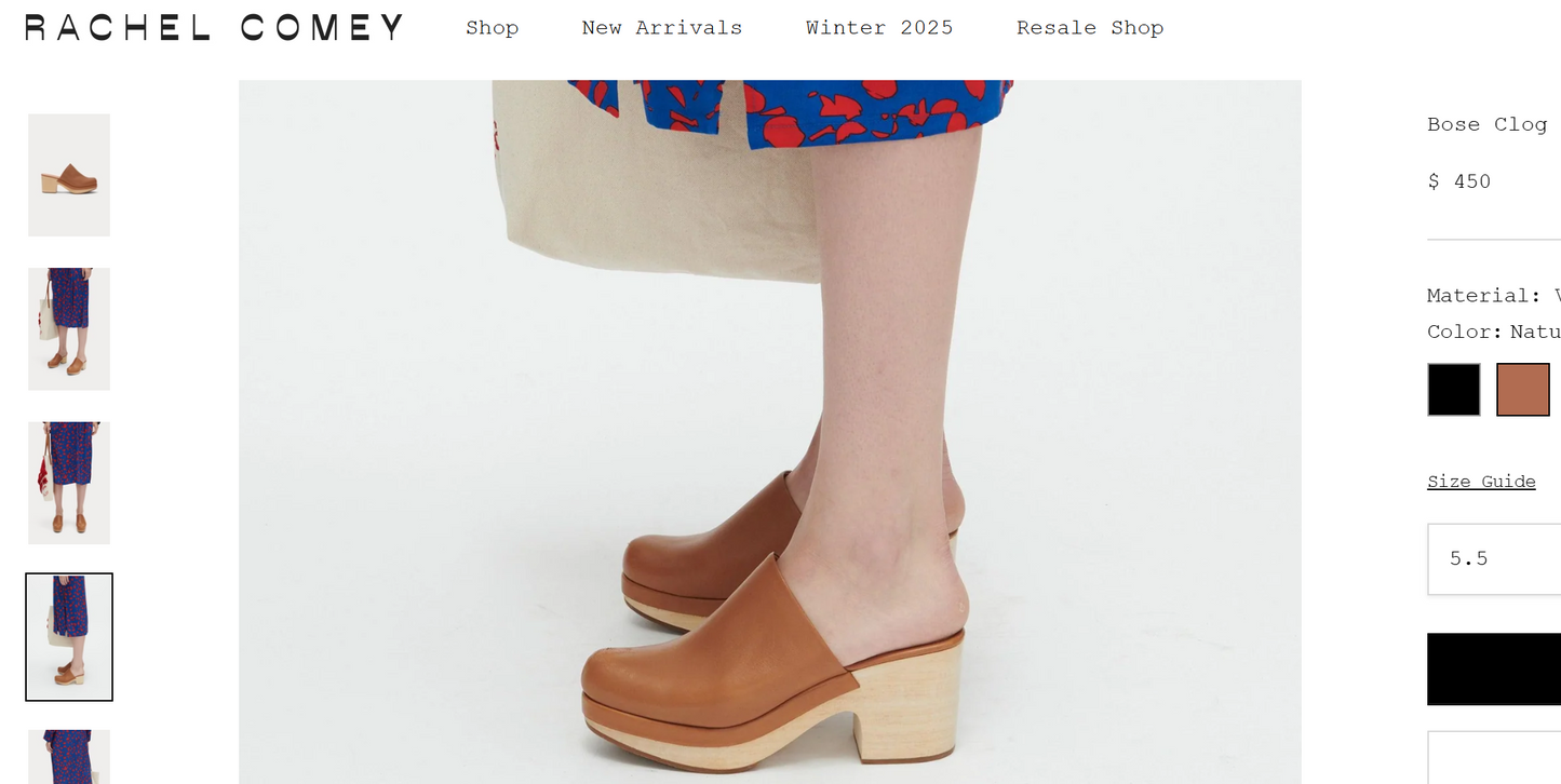 Rachel Comey Honey Brown Leather Wooden Clogs Size 7